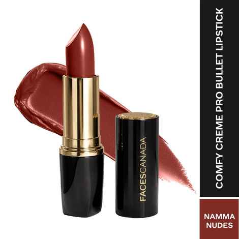 Buy FACES CANADA Comfy Creme Pro Bullet Lipstick - Namma Nude, 3.6 gm | Lightweight Formula | Glossy Creamy Finish | Buildable Color | Smooth Glide | Comfortable Wear | Tea Tree Oil & Vitamin E Infused - Purplle