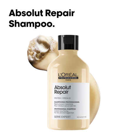 Buy L'Oreal Professionnel Absolut Repair Shampoo For Dry and Damaged Hair 300 ml With Protein & Omega-9 - Purplle