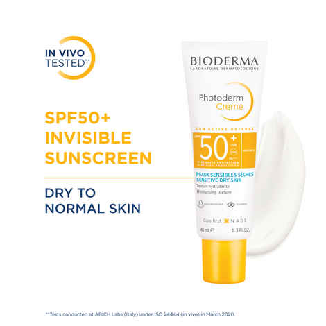 Buy Bioderma Photoderm Creme SPF 50+ Sunscreen Normal To Dry Sensitive Skin - Sun Active Defense (40 ml) - Purplle