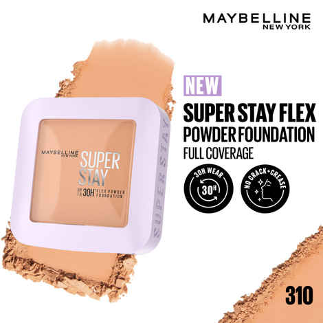 Buy Maybelline New York Super Stay Flex Powder Foundation Compact, 310, Full Coverage, 30H Full Coverage, Perfect for Oily Skin, Waterproof & Sweatproof - 9 gm - Purplle