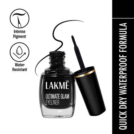 Buy Lakme Ultimate Glam Eye Liner | Semi Matte | Black | 9 ml - Purplle