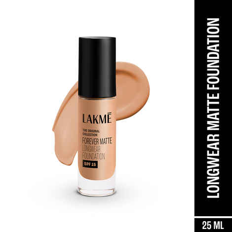 Buy Lakme Forever Matte Longwear Foundation, Warm Natural,25 ml, With Active Niacinamide & SPF 15 - Purplle