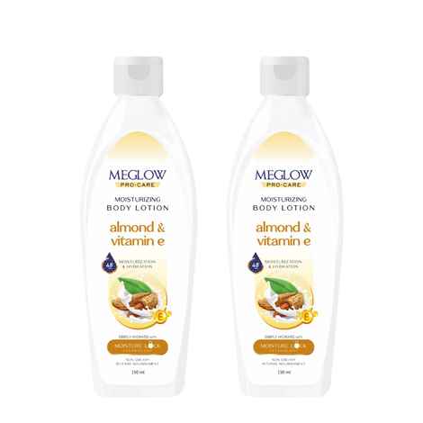Buy MEGLOW BODY LOTION (ALMOND & VIT.E) 150 ml Pack of 2 - Purplle