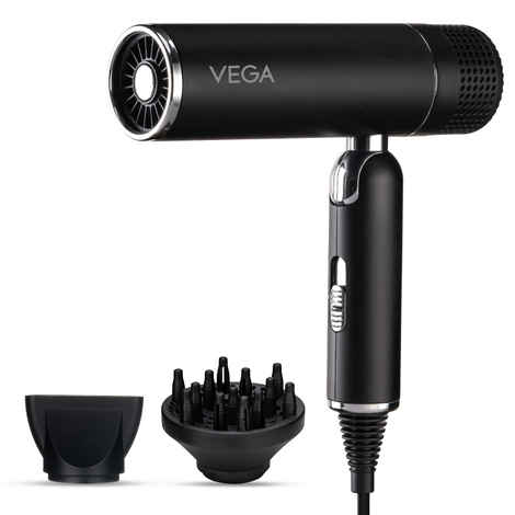 Buy VEGA Style Pro 1600W Foldable Hair Dryer with 2X Faster Drying, 3 Heat and 2 Speed Settings, Concentrator Nozzle & Diffuser, Hair Dryer for Men and Women (VHDH-34) 1 pc - Purplle