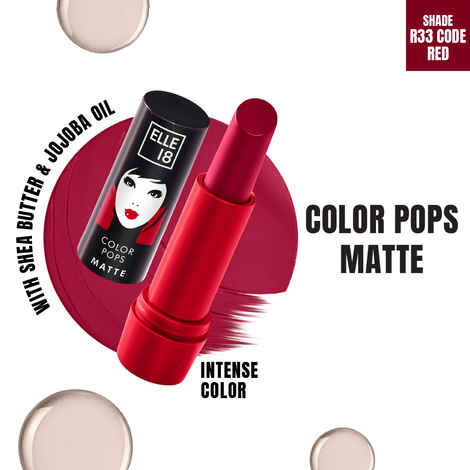 Buy Elle 18 Color Pops Matte Lipstick, Code Red, Moisturising, Infused with Jojoba Oil | 4.3 gm - Purplle