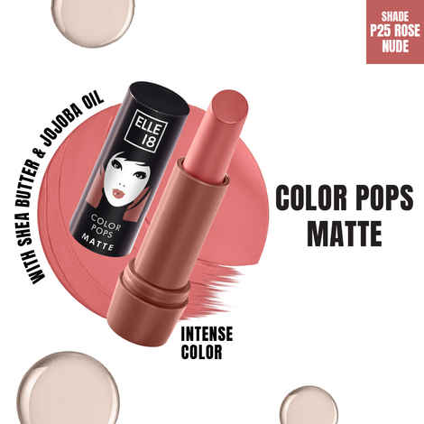Buy Elle 18 Color Pops Matte Lipstick, Rose Nude, Moisturising, Infused with Jojoba Oil | 4.3 gm - Purplle