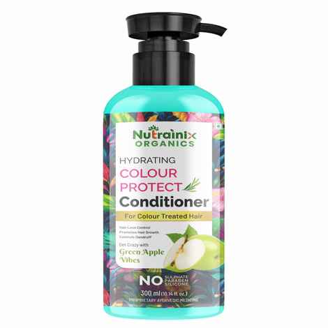 Buy Nutrainix Organics Hydrating Colour-Protect Conditioner, Vibrant Hydration for Coloured & Treated Hair – Green Apple Freshness - 300 ml - Purplle