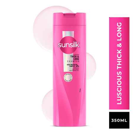 Buy Sunsilk Luscious Thick & Long Shampoo, with 3% Kera-Protein Complex, 350 ml, for Reduced Breakage - Purplle