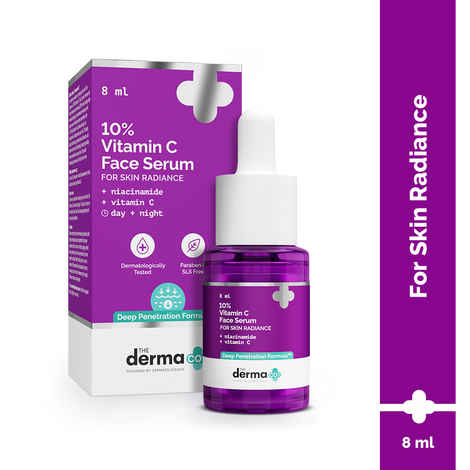 Buy The Derma co. 10% Vitamin C Face Serum with 5% Niacinamide | Powered by Deep Penetration Formul | Fades Dark Spots | Reduces Pigmentation | Boosts Collagen | Brightens Skin | Suitable for All Skin Types | 8 ml - Purplle