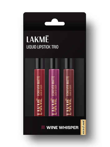 Buy Lakme Liquid Lipstick Trio- Wine Whisper, Forever Matte, Pack of 3, Light-weight, 16.8 ml - Purplle