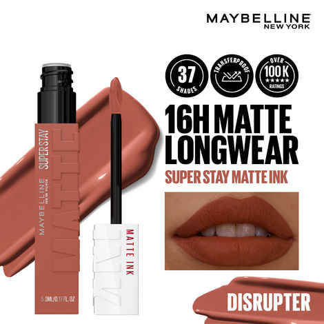 Buy Maybelline New York Superstay Matte Ink Liquid Lipstick - 16H Longwear Matte | Disrupter - 5 ml - Purplle