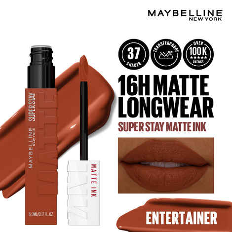 Buy Maybelline New York Superstay Matte Ink Liquid Lipstick - 16H Longwear Matte | Entertainer - 5 ml - Purplle