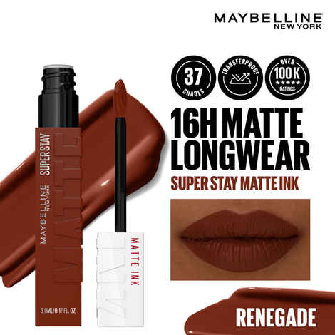 Buy Maybelline New York Superstay Matte Ink Liquid Lipstick - 16H Longwear Matte | Renegade - 5 ml - Purplle