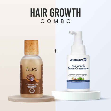 Buy WishCare & Alps Goodness Hair Care Duo (Combo of 2) | Hair Growth Serum Concentrate (30 ml) | Flaxseed Gel (100 ml) | Strengthening & Frizz Control - Purplle