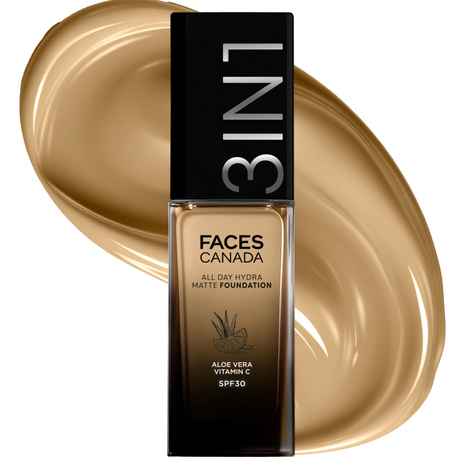 Buy FACES CANADA All Day Hydra Matte Foundation | 3 in 1 Foundation + Moisturizer + SPF 30 | Warm Tan 051, 30 ml - Purplle