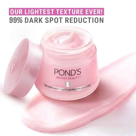 Pond's Bright Beauty Light Cream with UV Filter, Niasorcinol, Fades Dark Spots, Brightens Skin, 50 gm