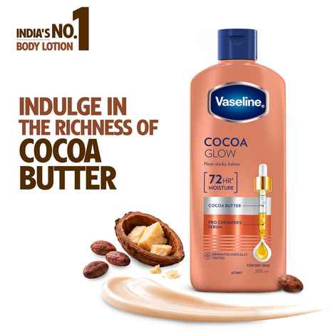 Buy Vaseline Cocoa Glow Serum In Lotion, 200 ml | 100% Pure Cocoa & Shea Buter for Glowing & Soft Skin - Purplle