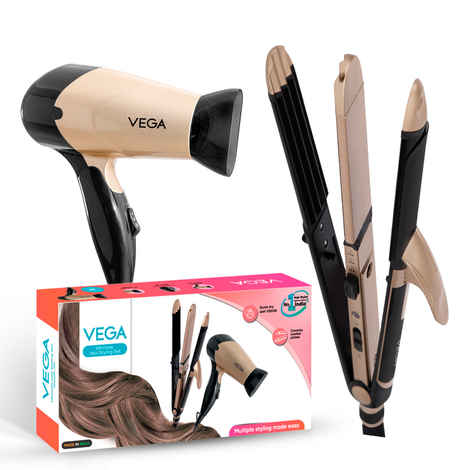 Buy VEGA Hair Dryer and Straightener Combo Includes: 3 in 1 Hair Styler and Blooming Air + Hair Dryer with 1000W for Women, for Quick Styling at Home, Suitable for All Hair Types, Blow Dryer (VGGP-10) 1 pc - Purplle