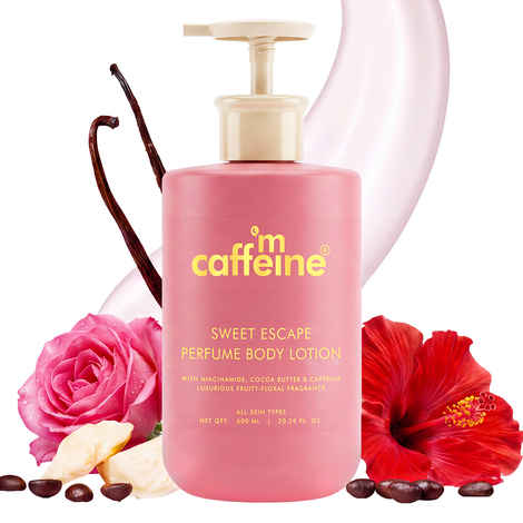 Buy mCaffeine Sweet Escape Perfume Body Lotion with Niacinamide, Cocoa & Shea Butter | Deeply Moisturizes | Luxury Fruity-Floral Scented Lotion - 600 ml - Purplle