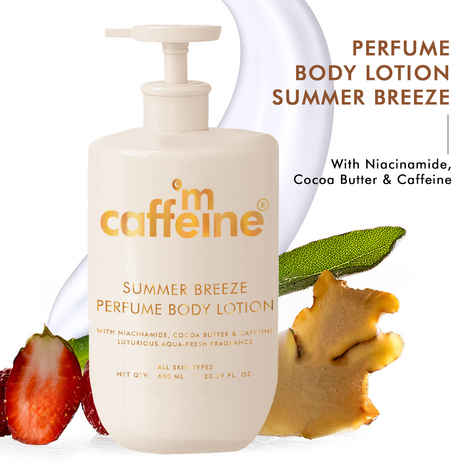 Buy mCaffeine Summer Breeze Perfume Body Lotion with Niacinamide, Cocoa & Shea Butter | Deeply Moisturizes | Luxury Aqua-Fresh Scented Lotion - 600 ml - Purplle