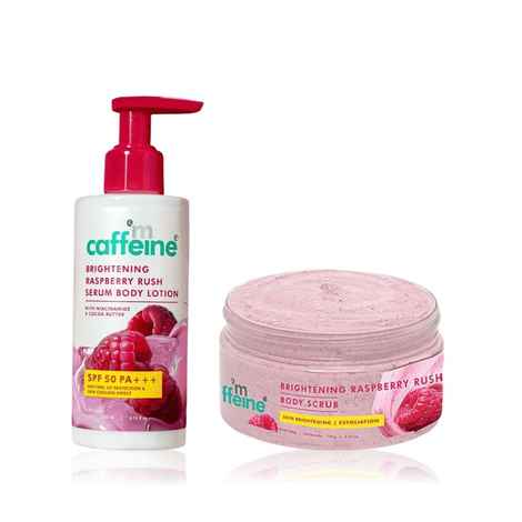 Buy mCaffeine Raspberry Body Exfoliating & Protection Kit(Body Scrub 175 gm + SunscreenBody Lotion 200 ml) Combo of 2 - Purplle