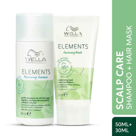 Buy Wella Professionals Elements Renewing Sulfate & Paraben-Free Shampoo (50 ml) + Hair Mask (30ml) Regime For Frizz-Free Hair With Aloe Vera - Combo of 2 - Purplle