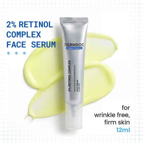 Buy DermDoc 2% Retinol Complex Face Serum with Niacinamide & Hyaluronic Acid | Anti-Ageing Night Serum | Reduces Fine Lines & Wrinkles | Improves Texture & Elasticity | Lightweight | For All Skin Types - 12 ml - Purplle