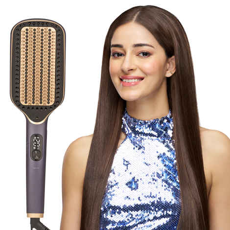 Buy Vega Hair Straightener Brush with Up to 12 Hrs Straightening Effect, Triple Care & ThermoProtect Technology, Frizz Free Hair in Few Mins, Hot Brush with 5 Temperature Settings, (Litstyle L1, VHSB-06) - 1 pc - Purplle