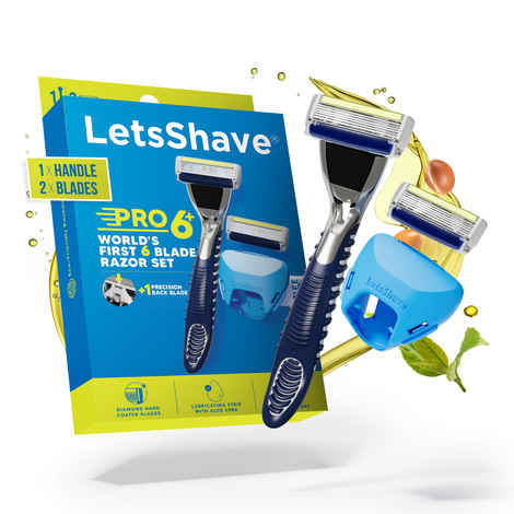 Buy LetsShave Pro 6 Plus Razor with 2 Blades for Men, Protective Cap | World's 1st 6-Blade Shaver with Precision Back blade (Pack of 3) - Purplle