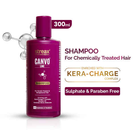 Buy Streax Professional Canvoline Shampoo For straightened hair, with Kera-Charge & Baobab oil, 300 ml - Purplle