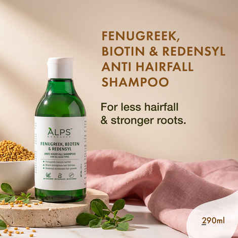 Alps Goodness Fenugreek Biotin & Redensyl Anti Hairfall Shampoo (290 ml) | Methi Hairloss Control Shampoo For All Hair Types | Sulphate, Silicone & Paraben Free | Gentle & Mild Cleansing Shampoo| Vegan