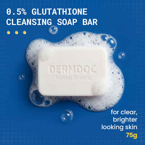 Buy DERMDOC 0.5% Glutathione Cleansing Soap Bar (75 gm) | Soap Free Formula | Sensitive Skin Friendly | Skin Brightening | Gentle & Non-Drying - Purplle