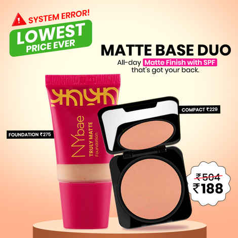 Buy NY Bae Matte Base Duo | Runway Radiance Compact Powder- Fair Beige | Truly Matte Foundation- Tan 230 | Indian Skin | SPF 50 | Sunscreen | Long-wear | Oil Control | 12+ Hours Full Coverage - 1 Pc - Purplle