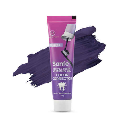 Buy Sanfe Purple Teeth Whitening Gel | Instant Stain Removal & Brightening | Neutralizes Yellow Tones | Safe on Enamel | Gentle Daily Formula | Easy-to-Use | Confident White Smile, 30 gm - Purplle