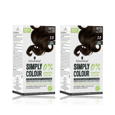 Schwarzkopf Simply Colour Permanent Hair Colour Pack of 2- 3.00 Dark Brown (142.5 ml)