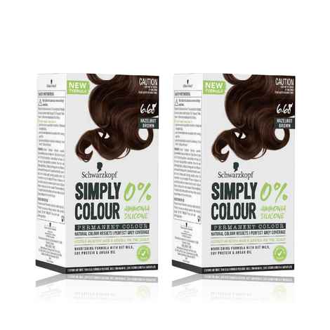 Buy Schwarzkopf Simply Colour Permanent Hair Colour Pack of 2 - 6.68 Hazelnut Brown (142.5 ml) - Purplle