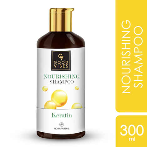 Buy Good Vibes Keratin Nourishing Shampoo | Hair Repair, Anti Dandruff, Strengthening | With Argan Oil | No Parabens, No Animal Testing (300 ml) - Purplle