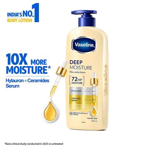 Buy Vaseline Deep Moisture Body Lotion N | For Cushion Soft Skin| With Ceramides Hyaluron 400 ml - Purplle