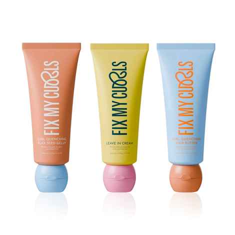 Fix My Curls Styling Trio – (Flaxseed Gelly 50 gm + Curl Quenching Hair Butter 50 gm + Leave In Cream 50 gm) Combo of 3