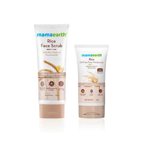 Buy Mamaearth Radiant Skin Kit (Mamaearth Rice Scrub (100 gm) + Rice Oil-Free Moisturizer (50 gm) | With Rice Water & Niacinamide for Bright, Clear & Balanced Skin) Combo of 2 - Purplle