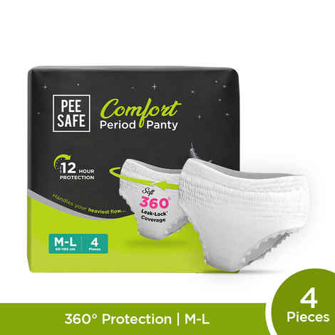 Buy Pee Safe Comfort Period Panty (M-L) 4 Pcs - Purplle