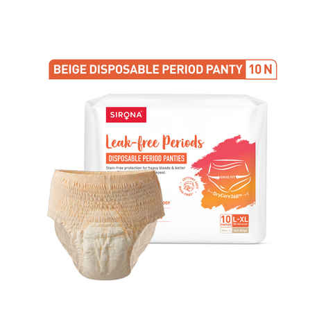 Sirona Disposable Period Pants for Woman | Leak-proof, Breathable & Discreet | L-XL | DryCore360™ Technology | MagicStitch™ Leakproof Design | Pack of 10