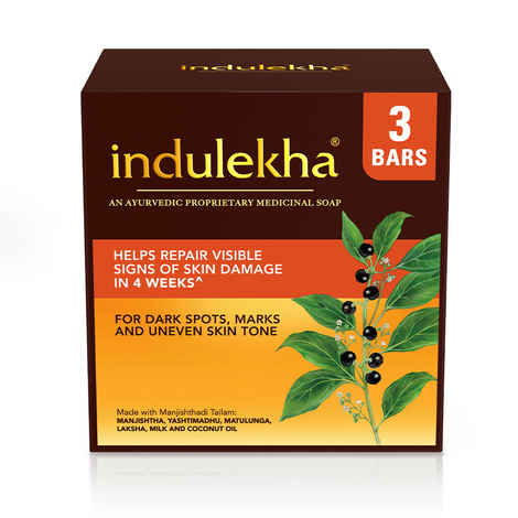 Buy Indulekha Ayurvedic Proprietary Medicine Soap Pack of 3; 100 gm each bar, 300 gms packs - Purplle
