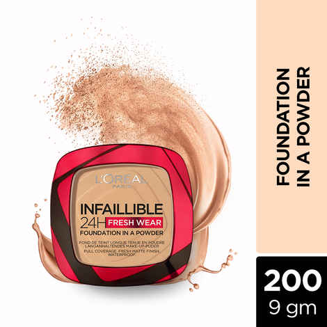 Buy L'Oreal Paris Infallible 24H Fresh Wear Foundation, 200 Golden Sand, Powder, 9 gm - Purplle