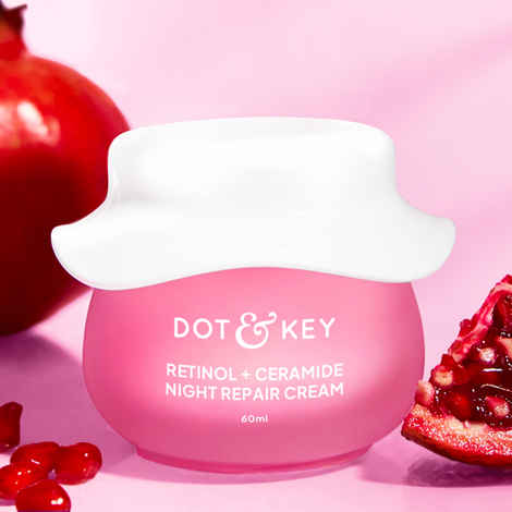 Dot & Key Night Retinol + Ceramide Night Repair Cream | Hibiscus & Pomegranate Oil | Reduces Fine Lines & Wrinkles Lift Face Moisturizer With Hyaluronic Acid & Ceramides | 60ml