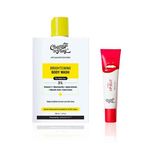 Buy Chemist at Play Radiant Glow Duo | Hydrates lips and brightens skin with Vitamin C | Cherry Lip Jelly Balm (10 gm) + Vitamin C Brightening Body Wash (236 ml) Combo of 2 - Purplle