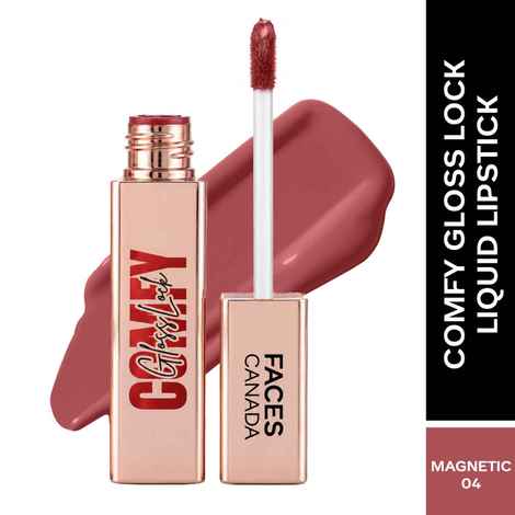 Buy FACES CANADA Comfy GlossLock Liquid Lipstick - Magnetic 04, 4 ml | Rich Vinyl Shine | Glass Lip Effect | Hyaluronic Acid & Shea Butter | Non-Sticky | Lightweight | Transfer Resistant | Nourishing | Long Stay - Purplle
