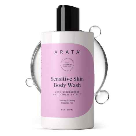 Buy Arata Sensitive Skin Body Wash with Niacinamide & Aloe Vera | Reduces Redness & Irritation | Smooth & Hydrated Skin | Body Wash for Women & Men | Paraben & Fragrance-Free | For All Skin Types | 300 ml - Purplle