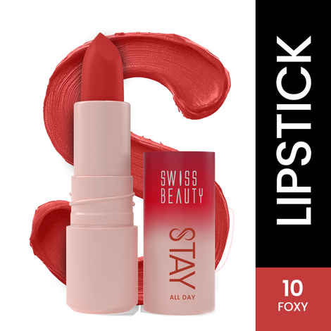 Buy Swiss Beauty Stay All Day Lipstick | 12H Stay | Transfer-Proof | Matte Finish - 4 gm, Foxy - Purplle