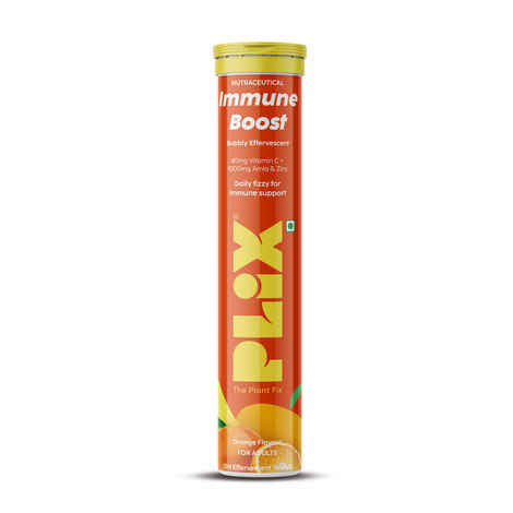 PLIX Immune Boost With 40mg Vitamin C + 1000mg Amla & Zinc (15 Tablets, Pack of 1, Orange)